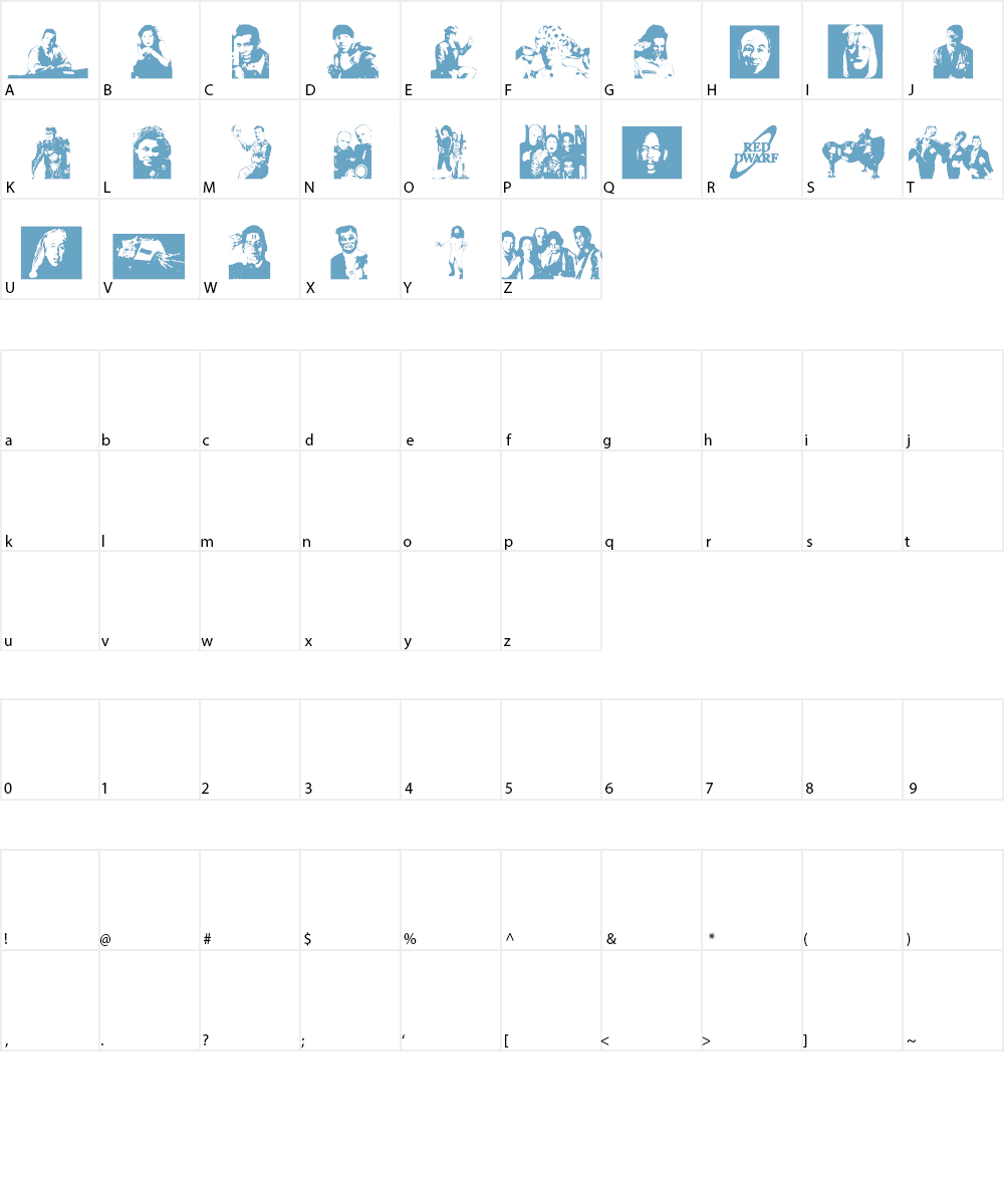 RED DWARF CHARACTERS Font Character